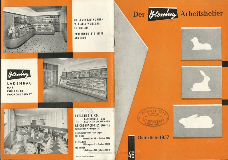 blessing2.jpg - Der Blessing Arbeitshelfer (Preisliste) Nummer 46 "Osterliste 1957" (Vorder- und Rückseite).